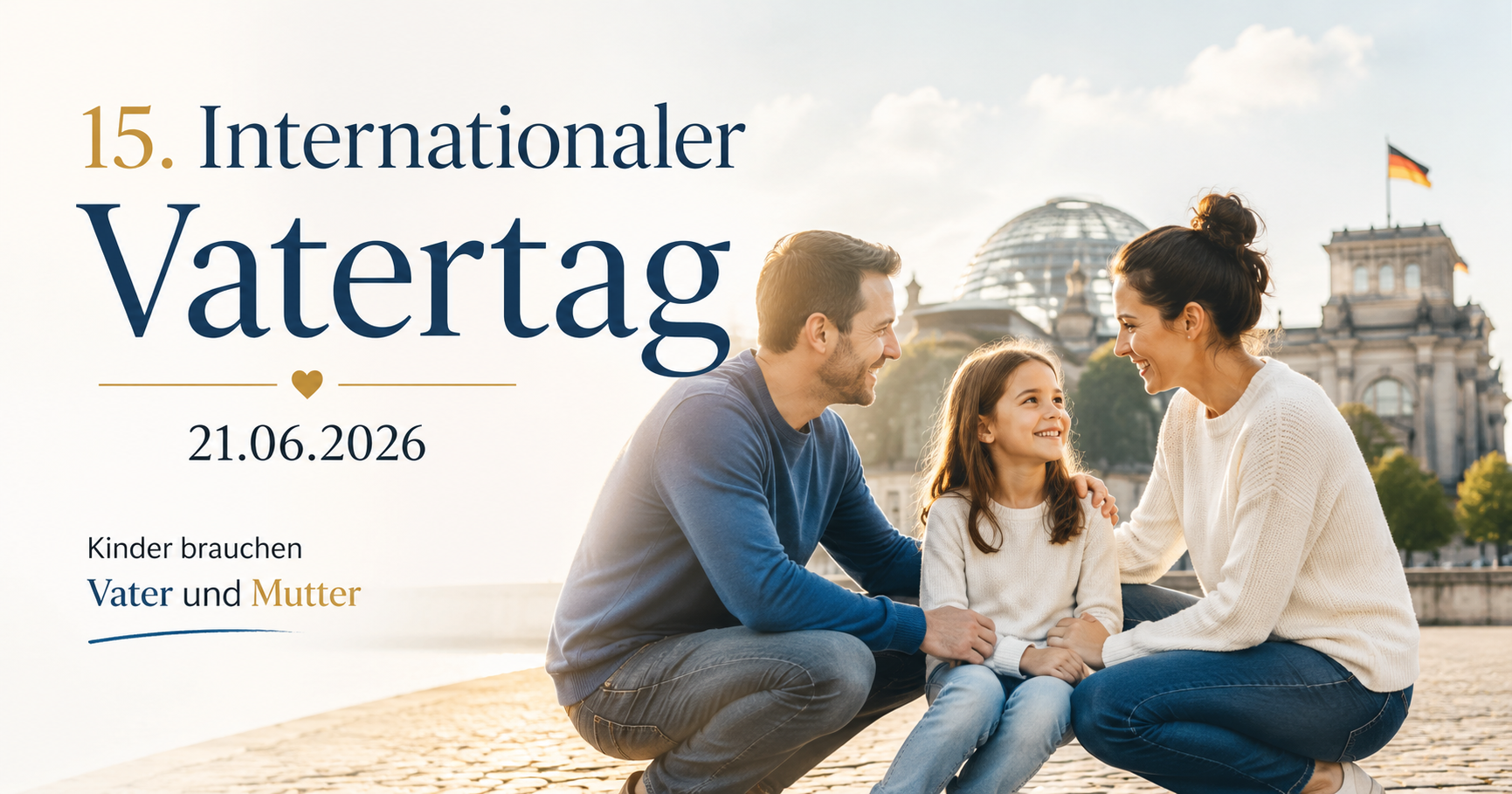 15. Internationaler Vatertag 2026: Kind mit Vater und Mutter nach Trennung